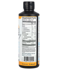 The back of a black plastic bottle with a black cap, showing the Supplement Facts label. The label is white with orange accents and black text, displaying nutritional information and the brand name Marley's.
