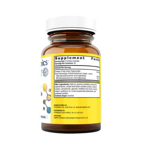 METAGENICS - OMEGAGENICS ALGAE OMEGA 3'S 300MG 60SG