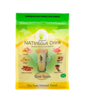 A 100g pouch of NatTritious Gold Spice NATritious Drink, featuring a green-to-yellow gradient packaging with illustrations of ingredients like turmeric, ceylon, and ginger.