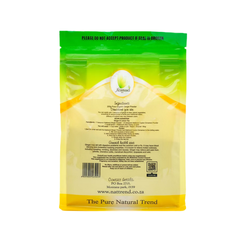 A stand-up pouch of Nattrend Ground Herbal Tea on a plain white background. The packaging features a green-to-yellow gradient top half and a pale yellow bottom half, with product details printed in black text.