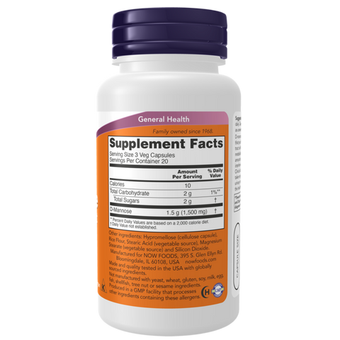 NOW FOODS - D-MANNOSE 500 mg 120 CAPSULES