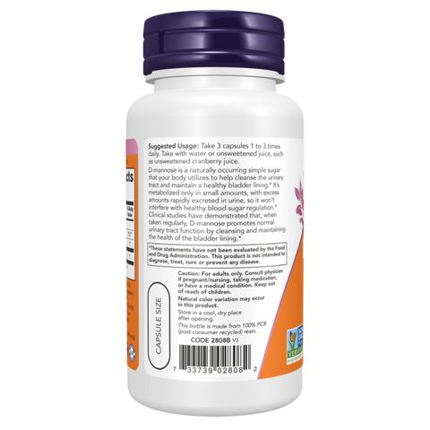 NOW FOODS - D-MANNOSE 500 mg 120 CAPSULES