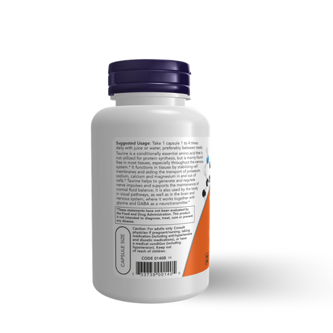 NOW FOODS - TAURINE 500 mg 100 CAPSULES