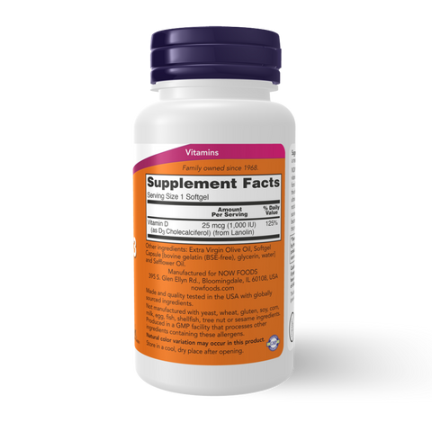 NOW FOODS - VITAMIN D3 1000 IU 180 SOFT GELS