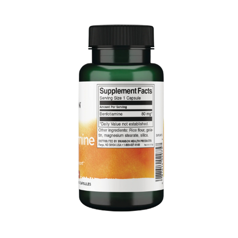 A dark green supplement bottle with a black cap and a white label showing Supplement Facts, on a plain white background.