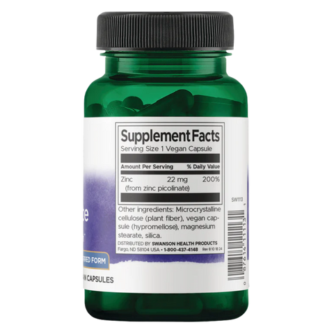 SWANSON - ZINC PICOLINATE 22 mg 60 CAPSULES
